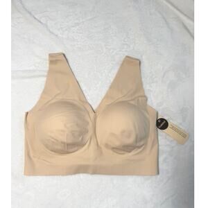 NWT Truekind Everyday Comfort V Neck Bralette Beige Nude Praline XL
